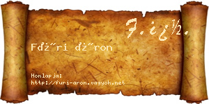 Füri Áron névjegykártya